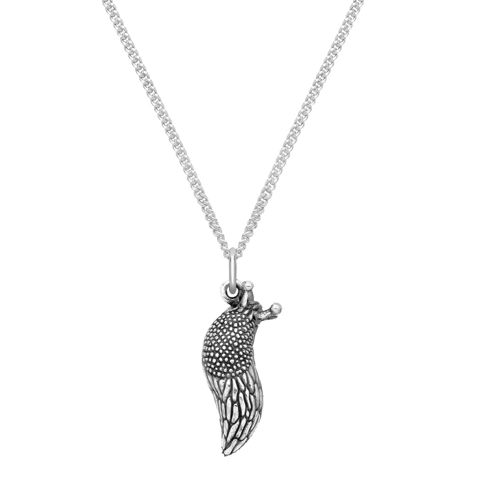 Sterling silver slug necklace woodland autumn cottagecore alternative jewellery