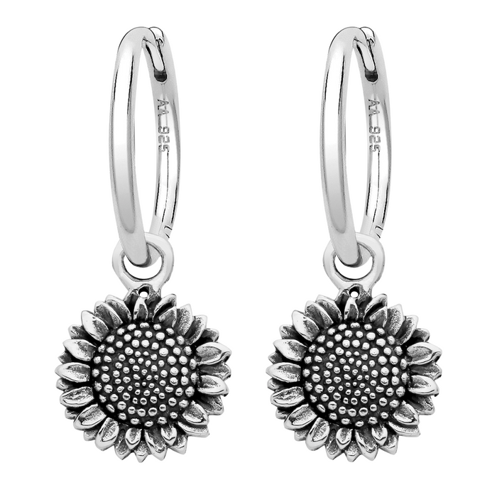 LITTLE SUNFLOWER - Sterling Silver Hoops