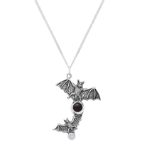Sterling silver bat gemstone necklace spooky gothic Halloween alternative jewellery