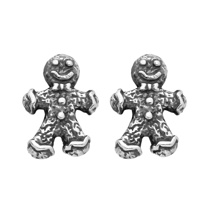 Sterling silver gingerbread man earrings alternative Christmas jewellery