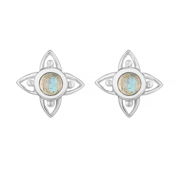 FLEUR - Sterling Silver & Labradorite Studs